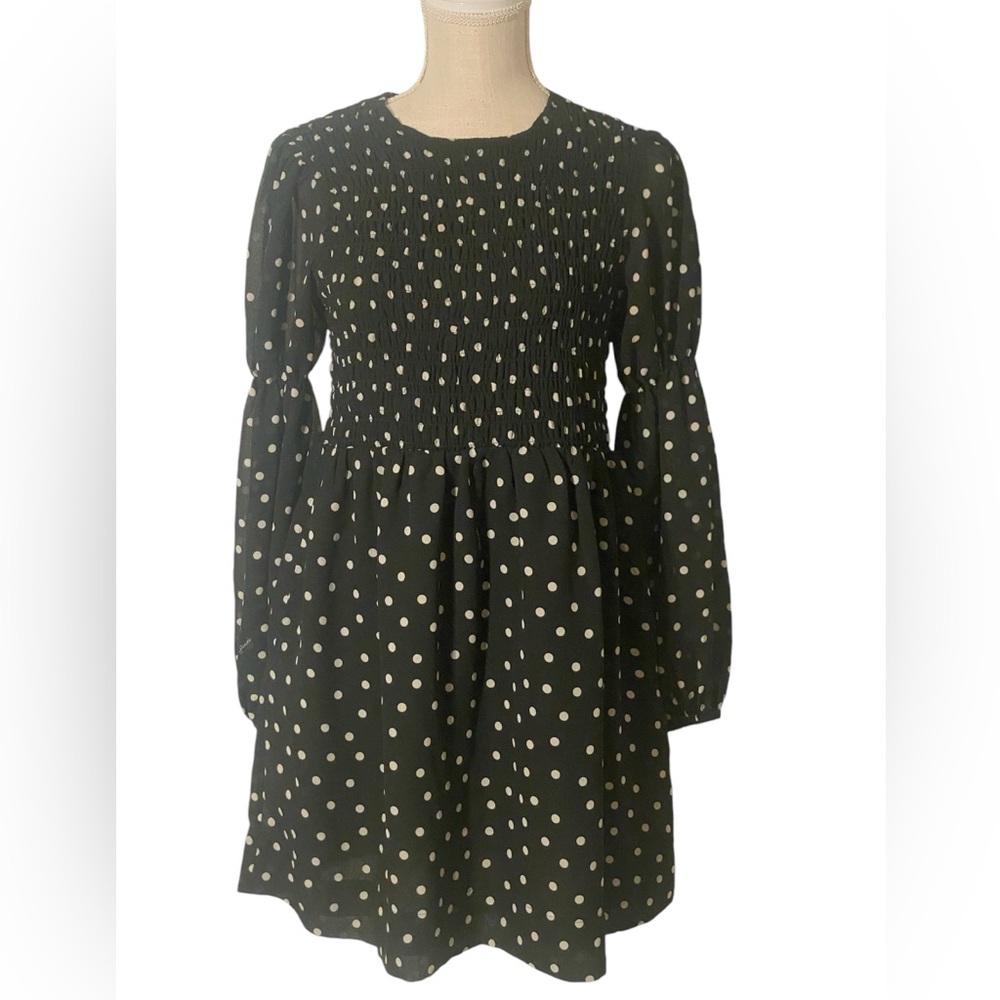 Ganni Black and White Polka Dot Lined Dress